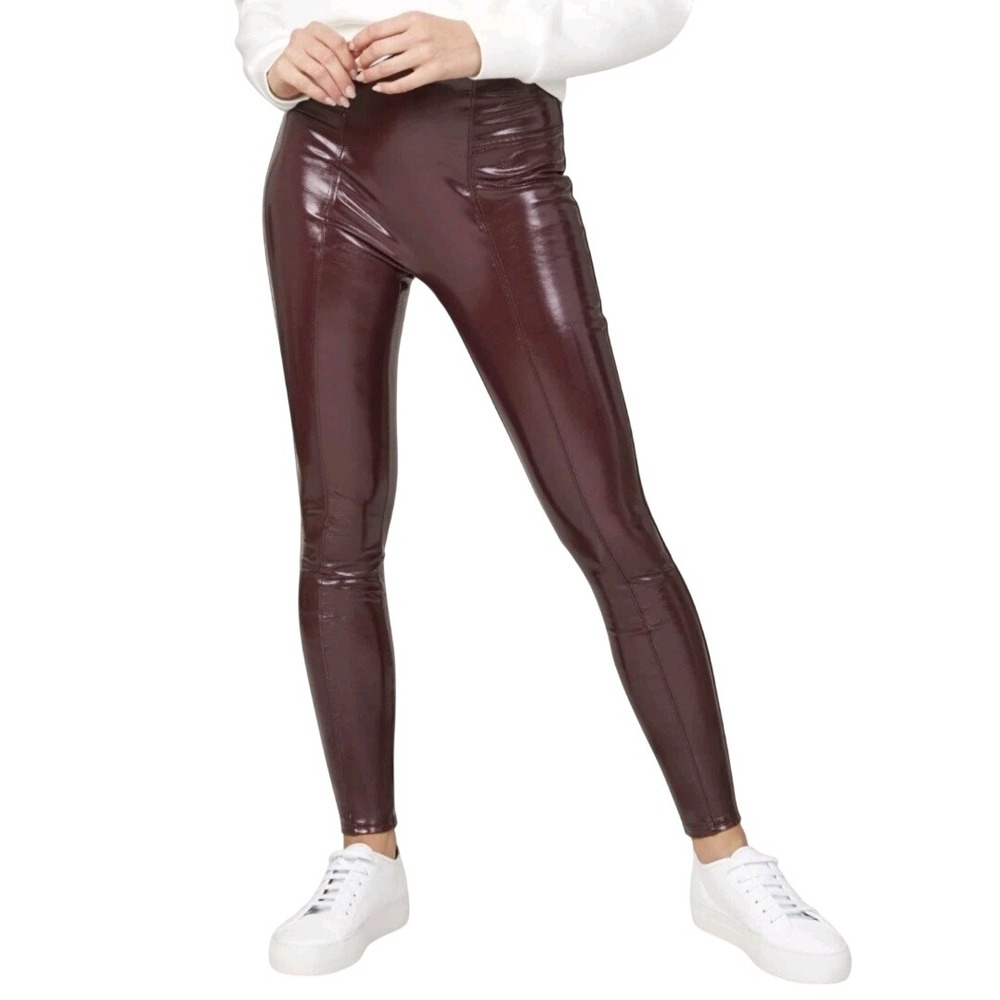 Spanx Faux Patent Leather Leggings In Ruby Sz 1X
